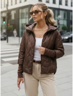 Dámská přechodná prošívaná bunda s kapucí hnědá FashionStreet TY5613