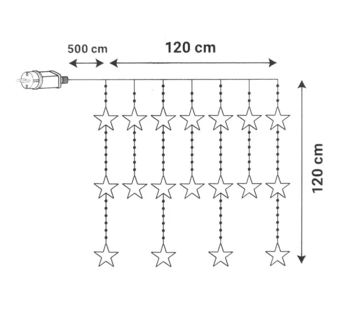 Světelné závěsy na vánoční stromek 120x120 CM 235LED MULTIKOLOR STARS