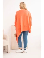 Dámská tunika Plus Size z bavlny s asymetrickým spodním lemem meruňková