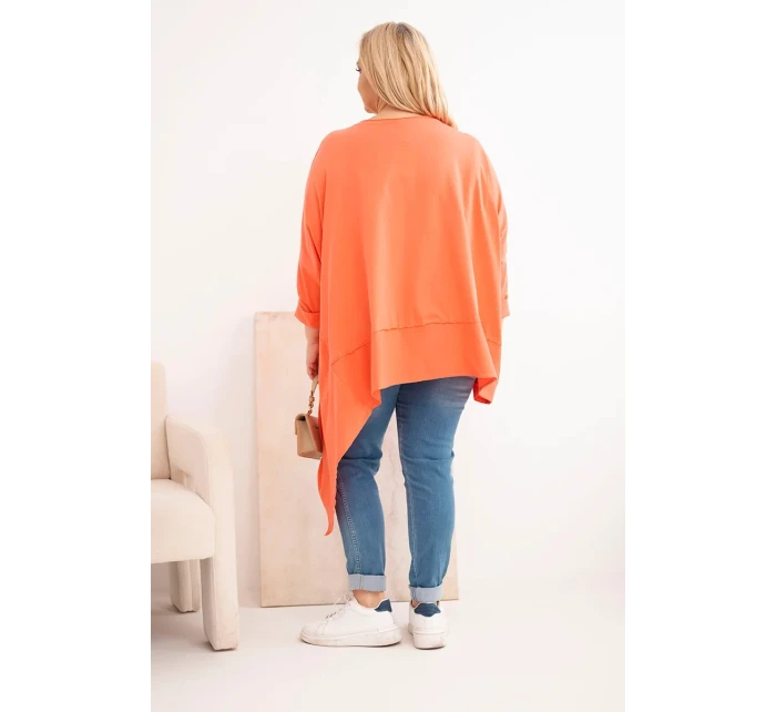 Dámská tunika Plus Size z bavlny s asymetrickým spodním lemem meruňková