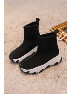 Dětské sportovní boty s ponožkou černobílé Zaelin