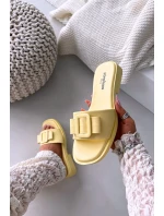 Dámské nazouváky s nízkým podpatkem s přezkou Žluté Melivra