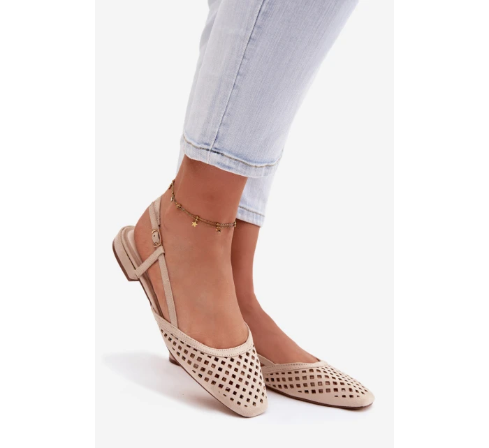 Odkryté baleríny béžové Eko semiš Farivelle