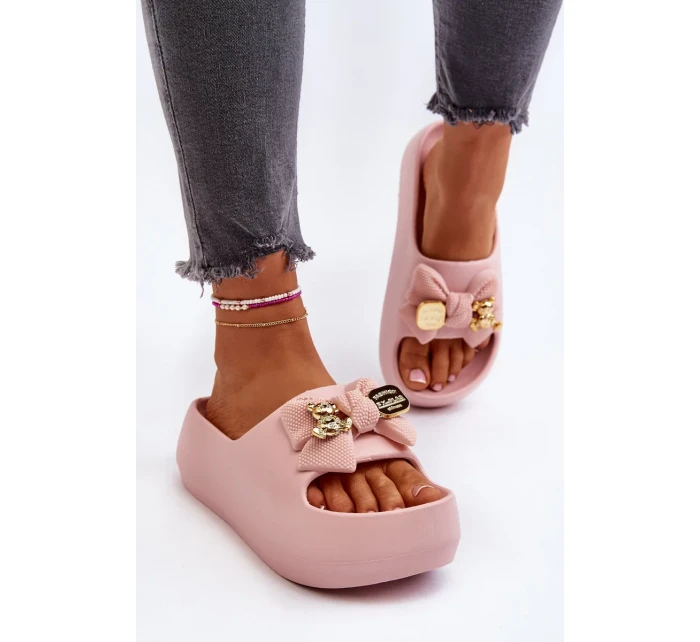 Dámské pěnové pantofle s mašlí, Pink Salessa
