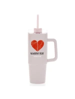 Personalizovaná termoska s průhledným víčkem - dvě mapy jako srdce Personalizovaná termoska s průhledným víčkem - dvě mapy jako srdce