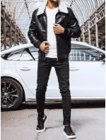 Pánská kožená bunda černá model 21965569 - Dstreet Pánská kožená bunda černá model 21965569 - Dstreet