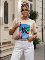 Dámské bavlněné tričko s potiskem KINDBE peach FashionStreet RY2615