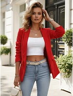 Klasické dámské sako s nařasenými rukávy, červené, FashionStreet PY0152