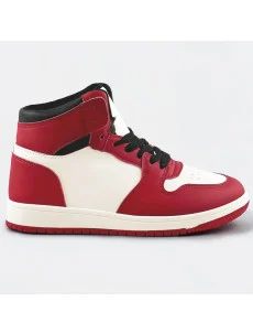 Červeno-bílé dámské tenisky sneakers nad kotníky (XA069)