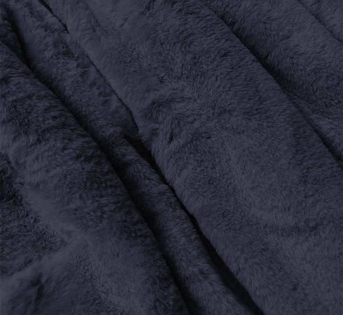 Tmavě modrá teplá dámská oboustranná zimní bunda (W610)