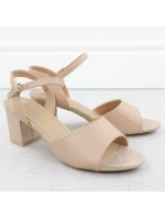 Béžové dámské sandály na jehlovém podpatku model 21904915 - VINCEZA