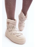 Dámské sněhule na platformě s vázáním béžové model 21641611 - Boto