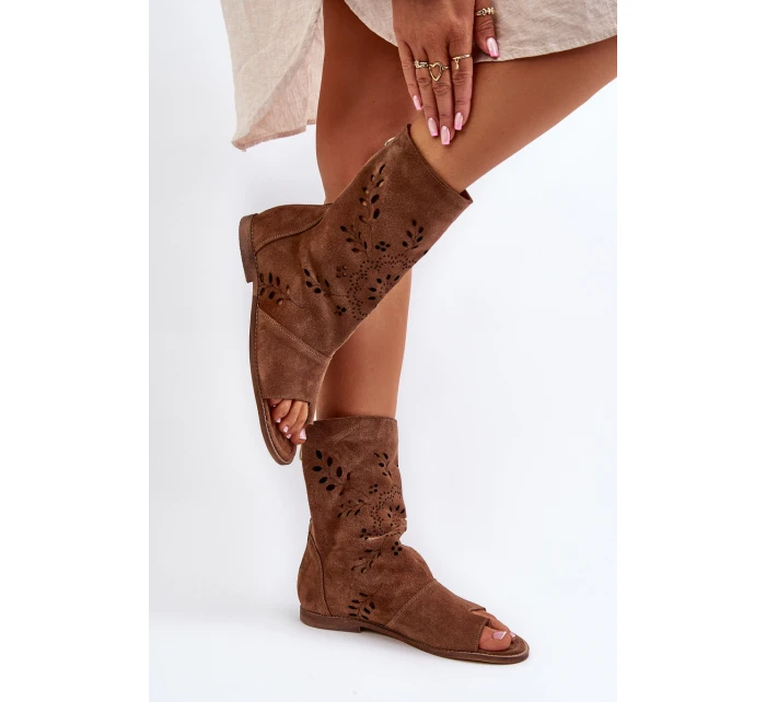 Zazoo Dámské Semišové Sandály S Na Zip Hnědé model 21652430 - Boto Zazoo Dámské Semišové Sandály S Na Zip Hnědé model 21652430 - Boto