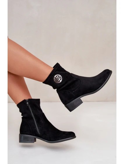 Dámské kotníčkové boty na ploché podrážce se zipem béžové Loratie