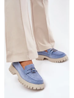 Dámské semišové mokasíny s přívěskem  Modré model 21686711 - VINCEZA