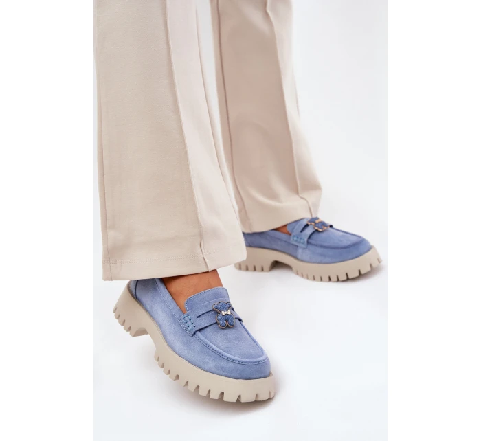Dámské semišové mokasíny s přívěskem  Modré model 21686711 - VINCEZA