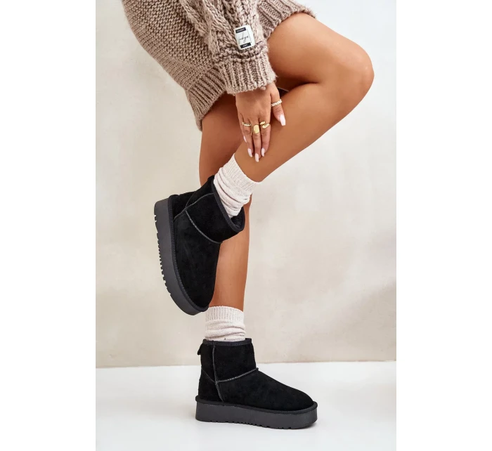 Dámské Semišové Sněhule Na Platformě Nad Kotníky Černé Rianaella