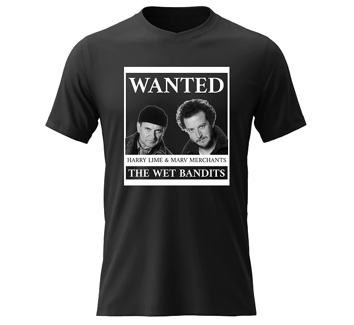 Dámské bavlněné tričko s potiskem - WANTED - černé Dámské bavlněné tričko s potiskem - WANTED - černé