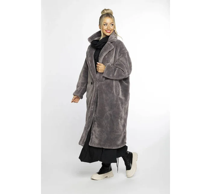 Šedý dámský oversize kabát model 21247134 - Ann Gissy