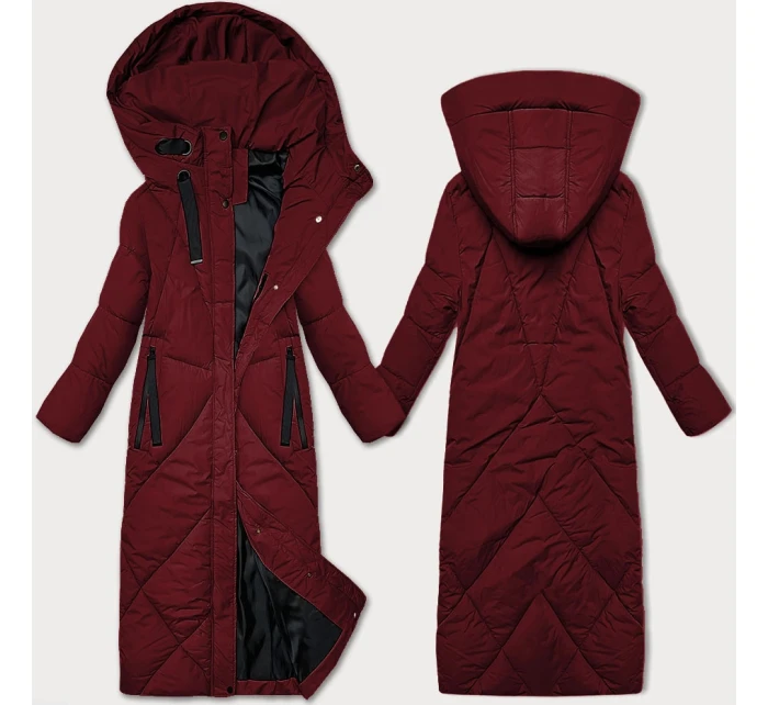 Dámská zimní bunda ve vínové bordó barvě v délce ke kolenům J Style (5M3232-1) Dámská zimní bunda ve vínové bordó barvě v délce ke kolenům J Style (5M3232-1)