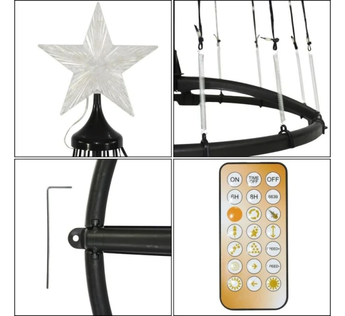 DEKORATIVNÍ VÁNOČNÍ STROMEK 550LED TEPLÁ BÍLÁ 300CM ČERNÁ