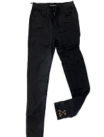 Černé džínové kalhoty typu high waist s řetízky na nohavicích 1300 - Zoio