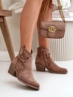 Boty na podpatku HY42-086 hnědé - Step in style