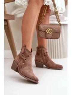 Boty na podpatku HY42-086 hnědé - Step in style