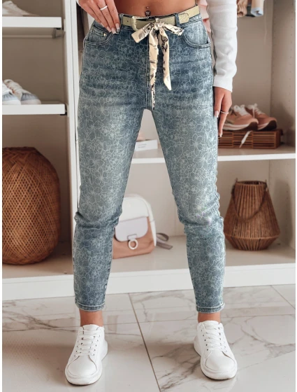Dámské džínové kalhoty slim fit s páskem FLORAJIN blue FashionStreet UY2463 Dámské džínové kalhoty slim fit s páskem FLORAJIN blue FashionStreet UY2463