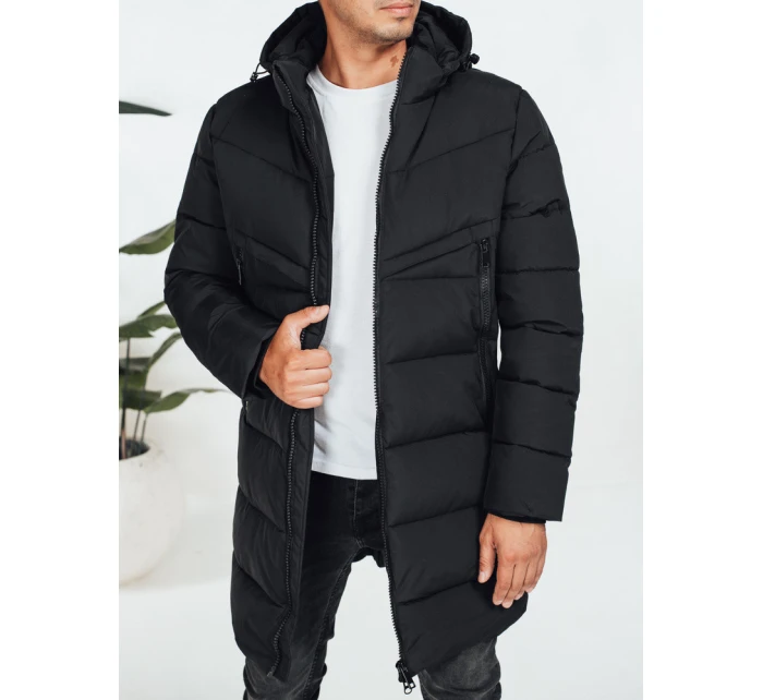 Pánská zimní bunda s kapucí černá prošívaná TX5070