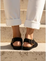 Dámské semišové baleríny s otevřeným podpatkem slingback černé FashionStreet ZY1353 Dámské semišové baleríny s otevřeným podpatkem slingback černé FashionStreet ZY1353