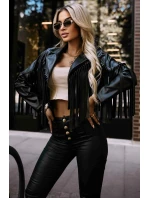 Krátké s třásněmi z měkké ekokůže černé model 21371207 - numoco basic