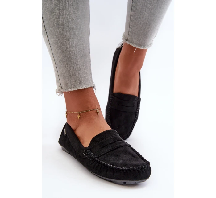 Dámské mokasíny z semiše černé model 21666666 - Boto