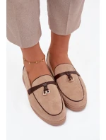 Mokasyny Loafersy Dámské Z Eko Zamszu Béžové Darwen Mokasyny Loafersy Dámské Z Eko Zamszu Béžové Darwen