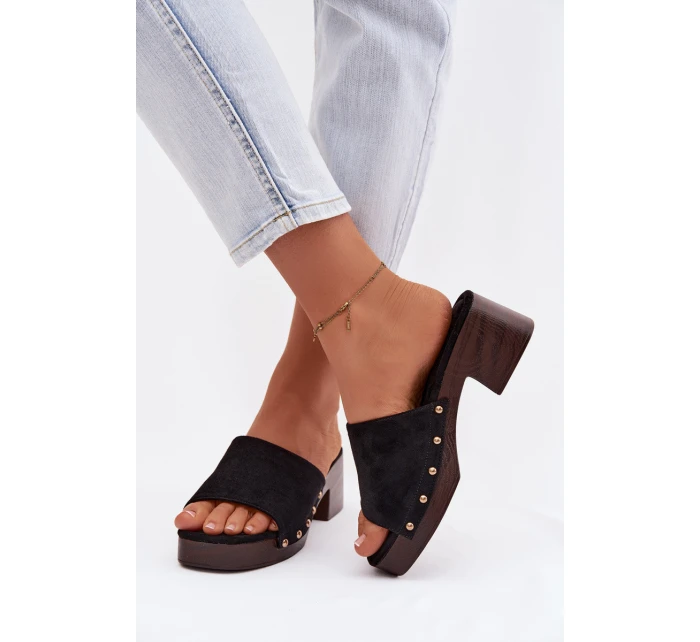 Dámské sandály na klíně s zlatými přezkami Černé Davessa