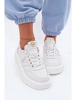 Kožené dámské tenisky na platformě model 22076967 bílé - VINCEZA Kožené dámské tenisky na platformě model 22076967 bílé - VINCEZA