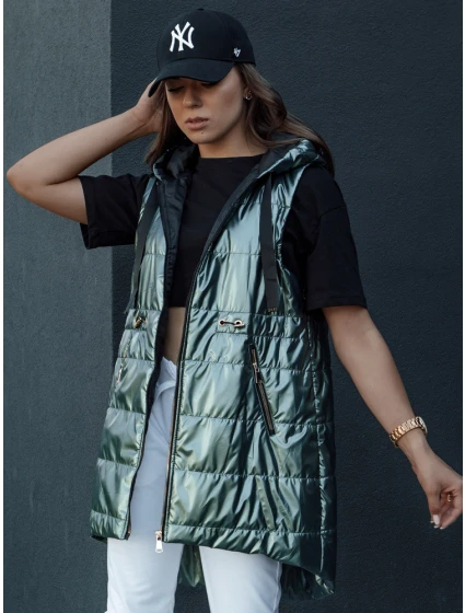 Dámská prošívaná vesta PIXIECODE tmavě zelená FashionStreet TY4445 Dámská prošívaná vesta PIXIECODE tmavě zelená FashionStreet TY4445