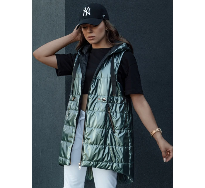 Dámská prošívaná vesta PIXIECODE tmavě zelená FashionStreet TY4445 Dámská prošívaná vesta PIXIECODE tmavě zelená FashionStreet TY4445