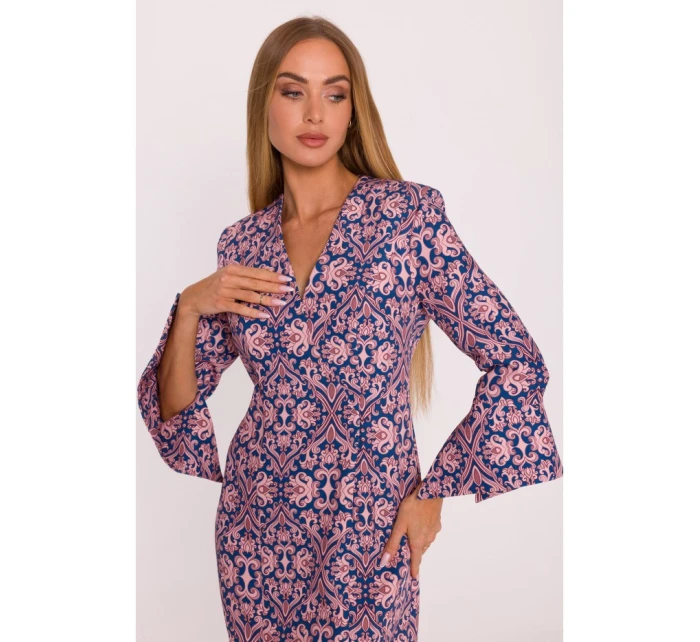 M877 Šaty s potiskem a širokými manžetami - model 3