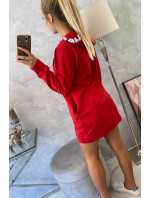 Šaty s kapucí Oversize červené