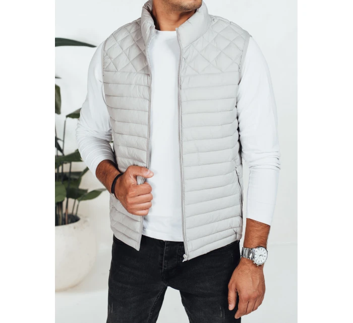 Pánská prošívaná vesta světle šedá model 21991556 - Dstreet Pánská prošívaná vesta světle šedá model 21991556 - Dstreet