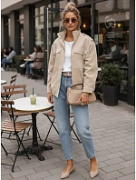 Dámská semišová bunda bomber béžová FashionStreet TY5653