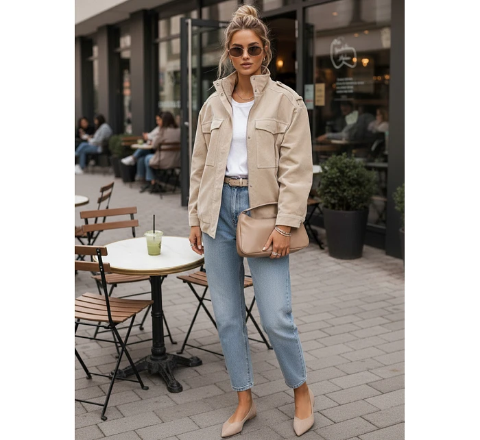 Dámská semišová bunda bomber béžová FashionStreet TY5653