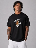 Pánské bavlněné tričko oversize s potiskem černé FashionStreet NX1010R