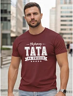 Tshirt męski z nadrukiem dla bawełniany bordowy model 22217712 - FashionStreet