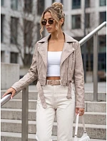 Dámská bunda ve stylu Ramones s koženým páskem, béžová, FashionStreet TY5719