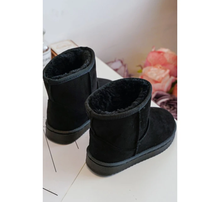 Dětské Teplé Sněhule Semišové černé Gooby Dětské Teplé Sněhule Semišové černé Gooby