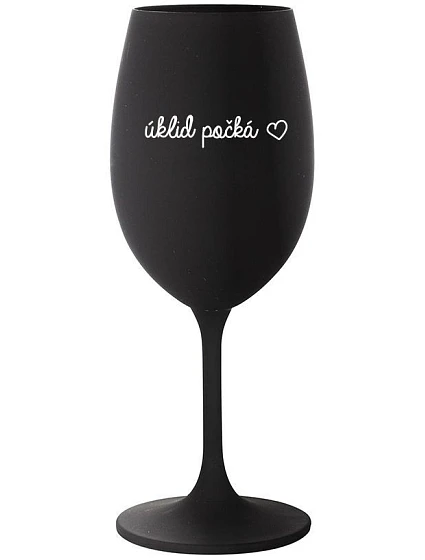 ÚKLID POČKÁ - černá sklenice na víno 350 ml
