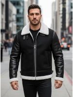 Pánská kožená bunda černá Dstreet TX5085 Pánská kožená bunda černá Dstreet TX5085