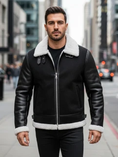 Pánská kožená bunda černá FashionStreet TX5085